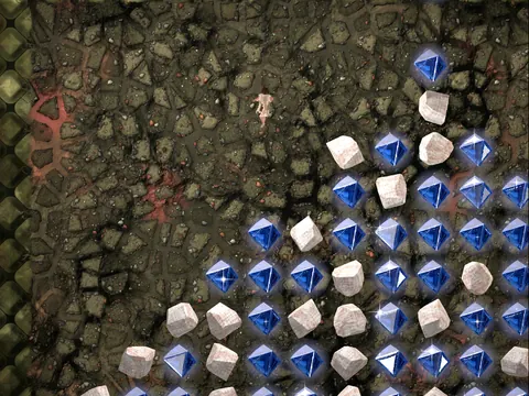 Une avalanche de saphirs et de rochers jaillit d'une chambre ouverte.